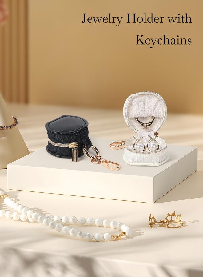 Hatori Jewelry Ring Holder Box with Keychain, Portable Gym Jewelry Storage Box Case, Small Travel Ring Earring Stud Necklace Storage Case (White) - Image 5